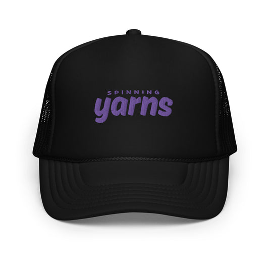 Cashu Purple on Black - Yarns Trucker Hat