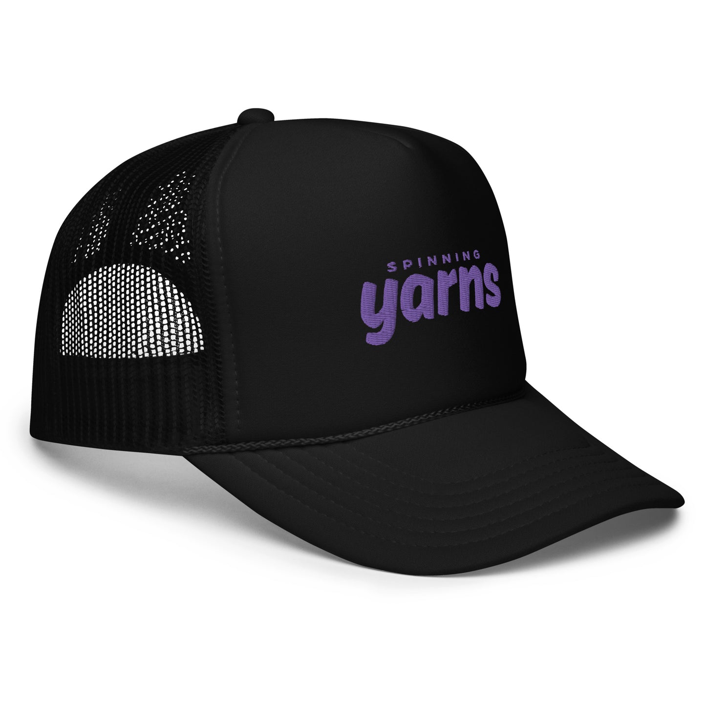 Cashu Purple on Black - Yarns Trucker Hat